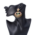 Fashion Pearl Demon Eye Dangling Earrings Rainbow Color Hollow Evil Eyes Rhinestone Earrings for Women