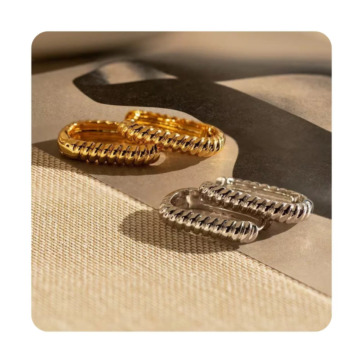 Fashion 18K Gold Plated Waterproof Non Tarnish Aretest Stainless Steel Jewelry Non-Tarnish Women's Twisted U Hoop Earrings