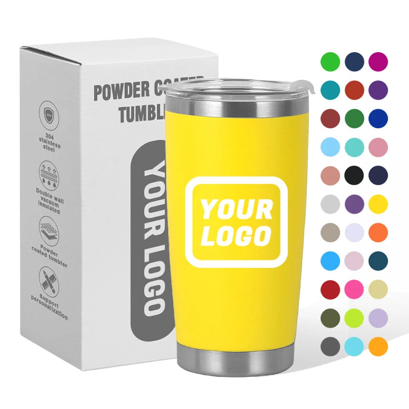 Wholesale Custom Logo 20oz Car Vacuum Insulated Double Wall Stainless Steel Travel Mug with Colorful Box Powder Coated Mugs