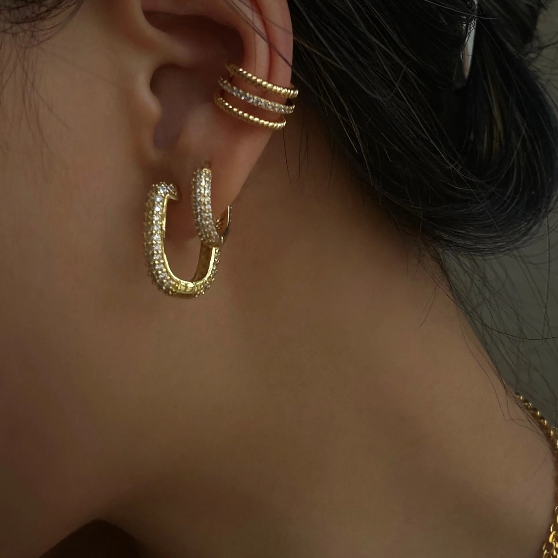 2025 Dazan New Hoop Korean Fashion Hoop Zircon Hoop Bamboo Bohemian Designer Earrings Wholesale Popular Brands for Women