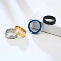 Wholesale  6mm Cheap Simple Stainless Steel Women Band Beveled Gold Engagement Rings Boys Men Black Male Minimalist Ring