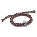 925 Sterling Silver Skull Bracelets Bangles Hand Braided Adjustable Rope Bracelet Skeleton Charm Bracelet Men Jewelry
