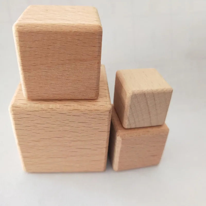 Children's DIY Model Puzzle Beech Cubes Wooden Blocks Building Math Teaching Aids Home Card Holder Business Card Toy for Kids