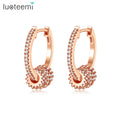 LUOTEEMI Cubic Zircon Hoop Earring Rose Gold Pated Initial Cubic Bling Hoop Earrings for Women