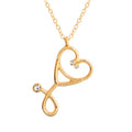 SC Hot Selling Stethoscope Pendant Doctor Nurse Necklace Gifts Wholesale Gold Plated Rhinestone Stethoscope Necklace for Nurse