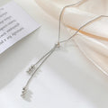 XX0021 Minimalist Geometric Round Ball Linear Lariat Tassel Y Slide Necklace for Women Teen 925 Sterling Silver Adjustable