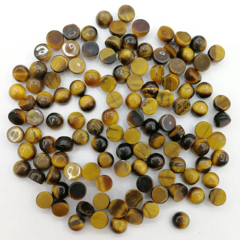 Huiying Round Shaped Yellow Tiger Eye Cabochon 5mm Size Smooth Crystal Stones For Earrings Crafts