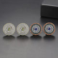 LUOTEEMI Colorful Round Pave Cubic Zircon Stud Earring of Vintage Style for Trendy Woman Jewelry