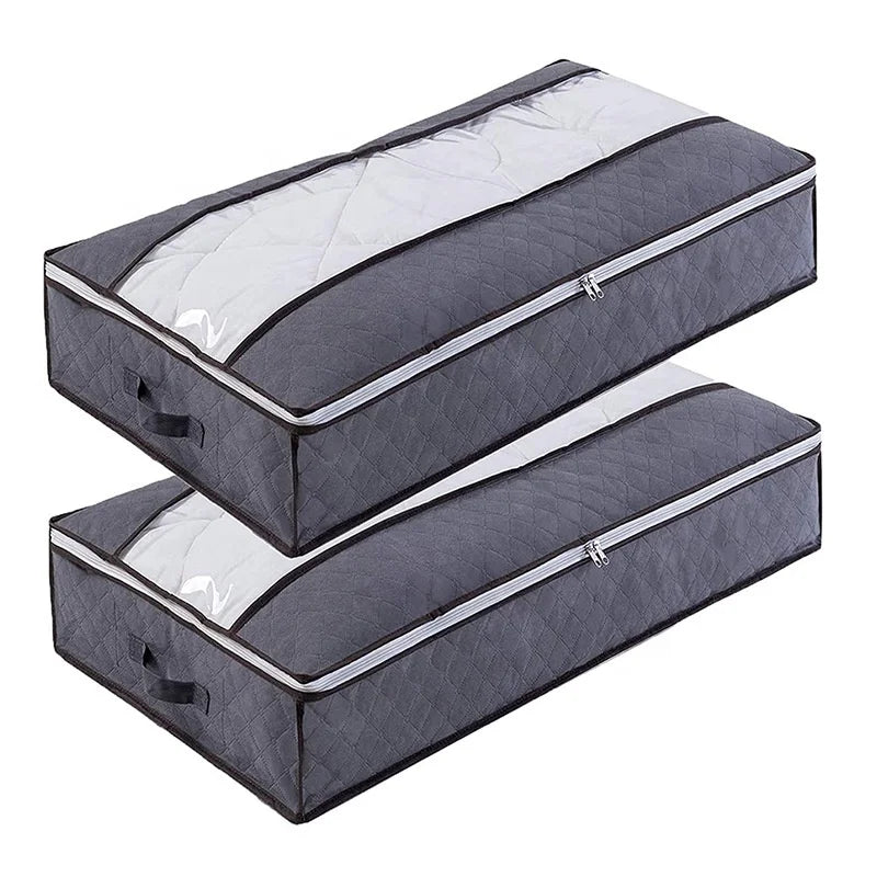 2 Pack Underbed Storage Bags Foldable Under Bed Container Bins Organizer for Clothes Under Bed Storage Bags