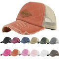 Custom Patch Logo 5 Panel Vintage Worn Out Plain Cotton Distressed Trucker Caps Wholesale Baseball Hats for Women