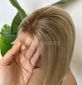 Glueless Blonde Dark Hair Root Lace Front Wig Bob Wig Virgin European Human Hair Cuticle Aligned Lace Front Wigs for Women