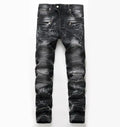 Men Denim Pants Casual Blue Black Slim Fit Mens Jeans Skinny High Stretch Men's Jeans Locomotive Pants