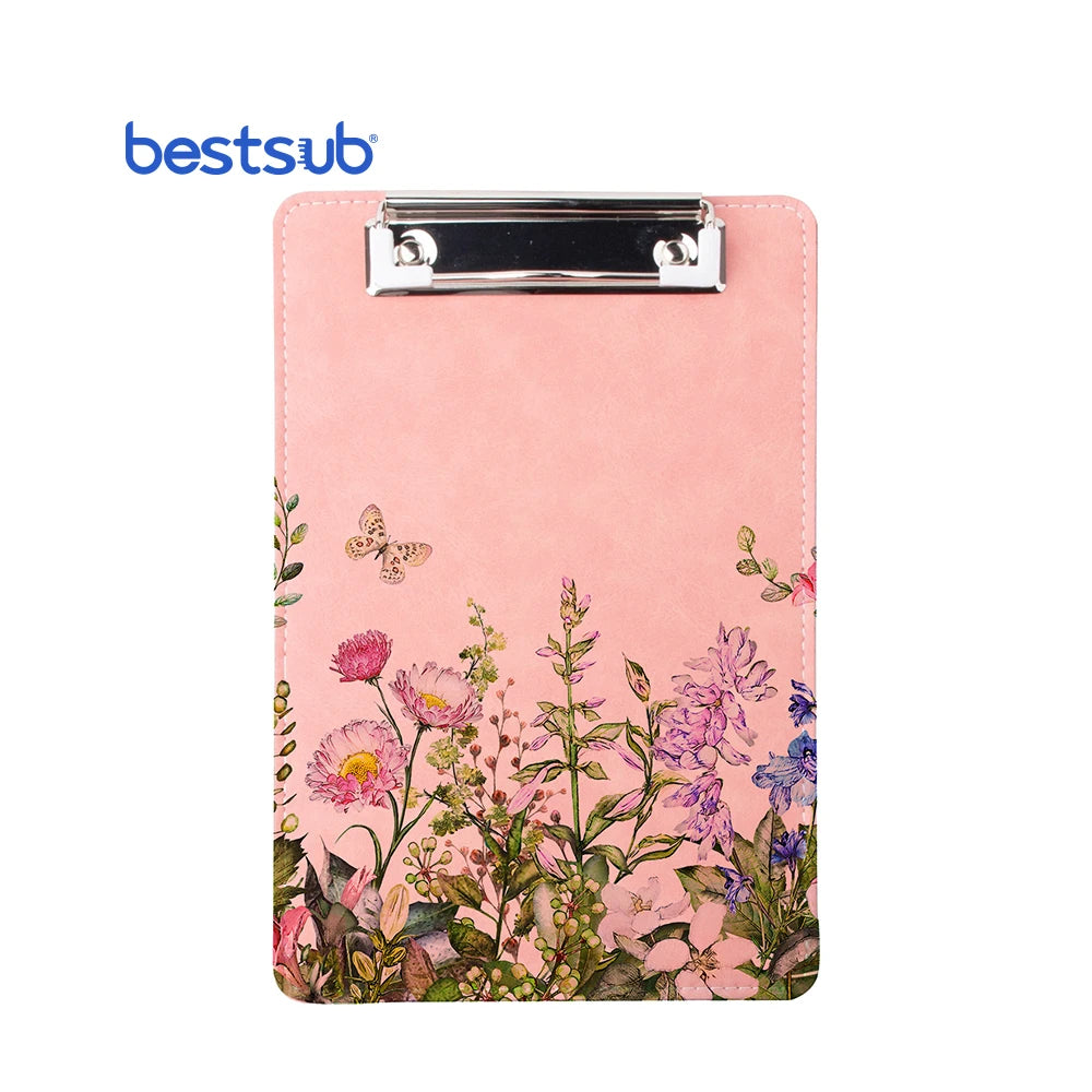 Bestsub Wholesale PUCB1522PK-1 Custom Sublimation Blanks A5 Size Pink PU Leather File Document Clipboard Folder Novelty Gifts