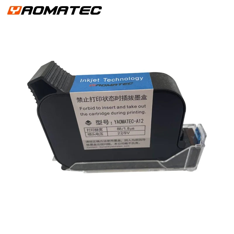 Yaomatec 12.7mm Code Date Number Logo Expiry Date Label Handheld Online Inkjet Printer High Adhesion Ink Cartridge