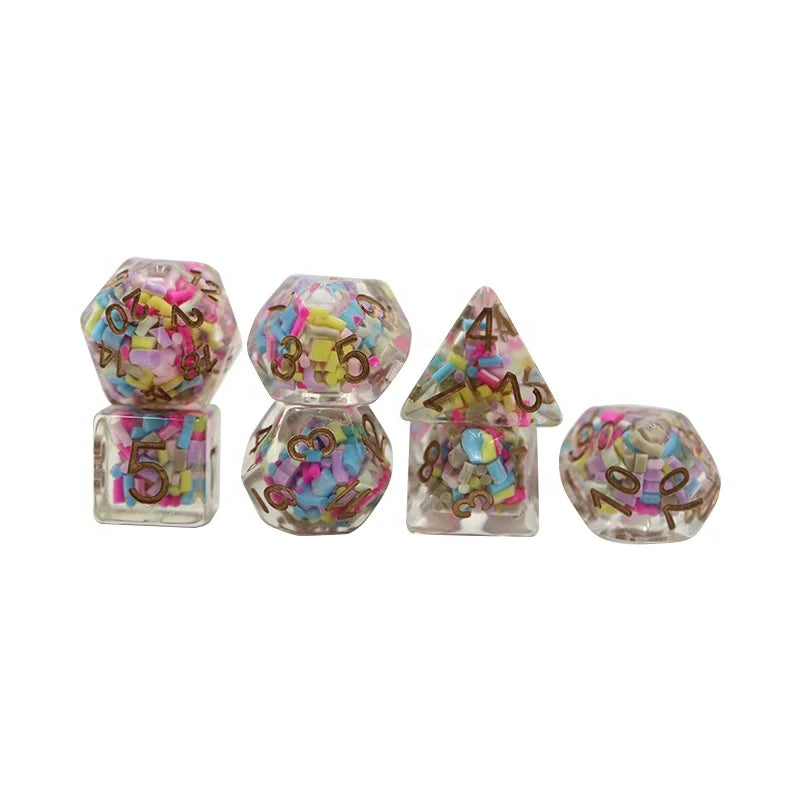 Custom 7pcs RPG Dnd Polyhedral Resin Dice Set 16mm Size for Dnd Games