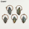 WT-P1689 WKT Labradorite Antique Copper Electroformed Pendant Copper Gemstone Protection Amulet STONE Labradorite Pendant