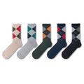 Customization Top Quality Cotton Men's Classic Style Geometric Design Knitting Breathable Anti-odor Business Dress Crew Socks