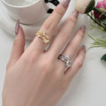 YFN Jewelry 925 Sterling Silver Gold Plated Round Zircon Inlaid Cross Hollow Design Butterfly Ring