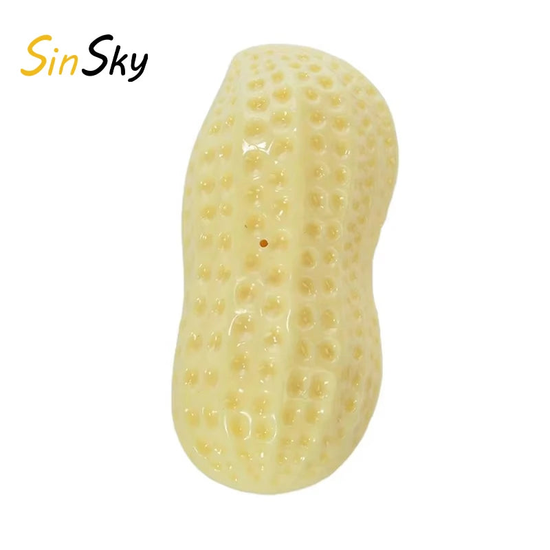 SinSky Factory Direct Sales Yellow Bite-resistant TPR Simulation Peanut Chew Molar Teeth Bite Resistant Squeaky Dog Pet Toys