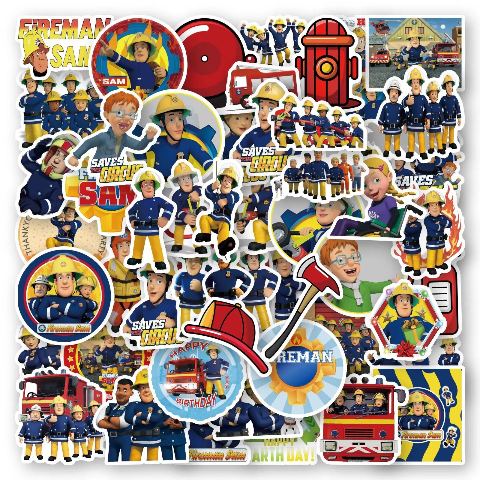 50PCS Educational Funny Cartoon Firefighter for Kids Gift Fireman Sam Sticker