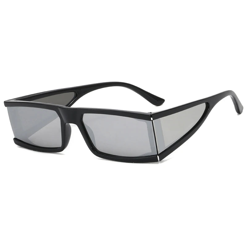 Superhot Eyewear 14745 Futuristic Rectangle Silver Mirrored Sunglasses