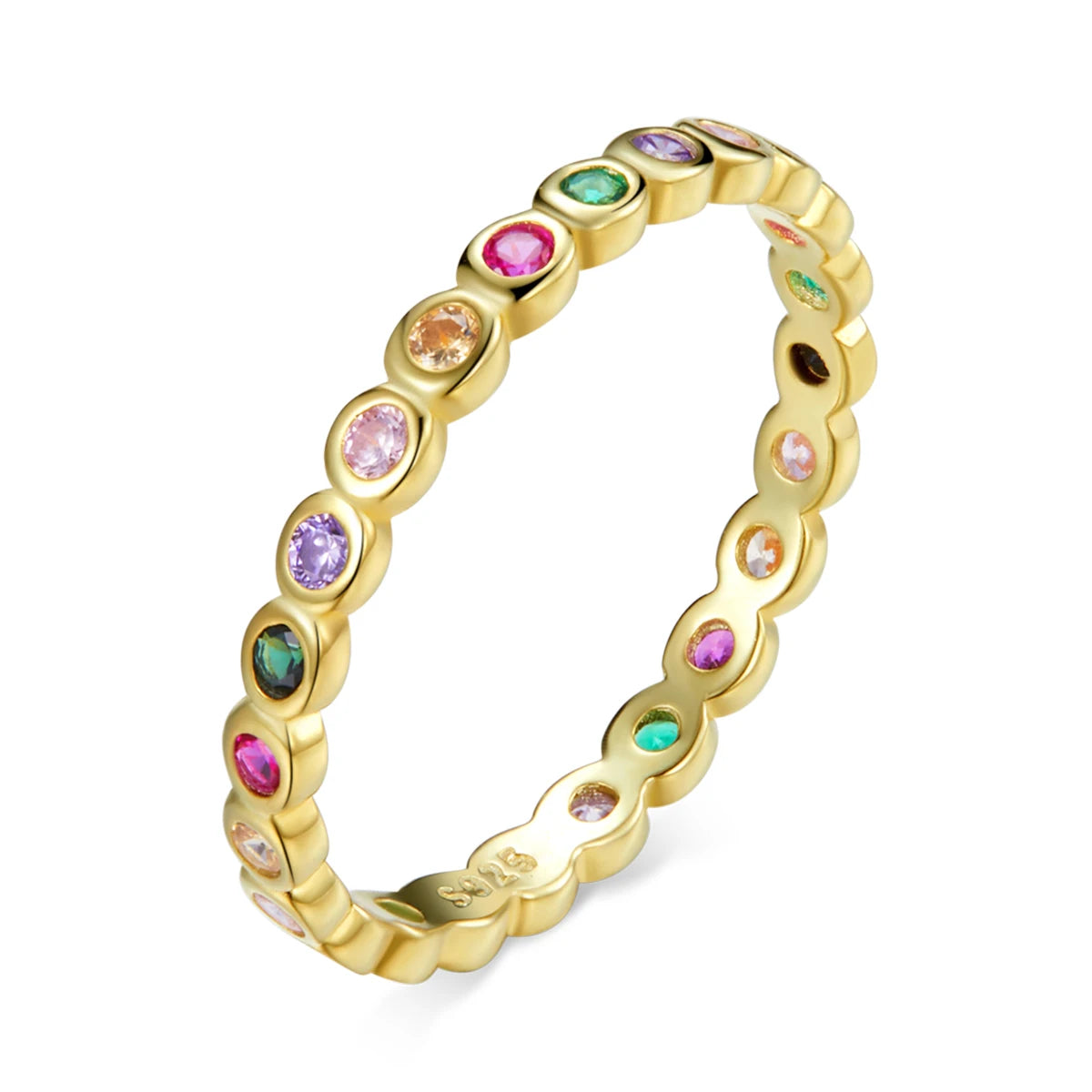 SCR714-B Hot Sales Silver Ring Jewelry 925 Sterling Silver Women Colorful Zircon Lucky Ring