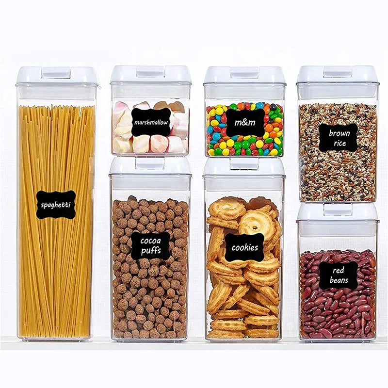 6/7/8 Pieces Rectangle Crisper Stackable Pantry Organizer BPA Free Clear Cereal Pasta Kitchen Airtight Food Storage Container