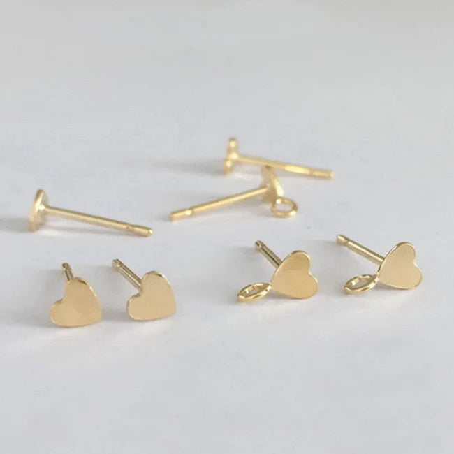 Non Tarnish 14K Gold Filled Jewelry Findings  Heart Earring Stud Gold Filled Earring Diy Making
