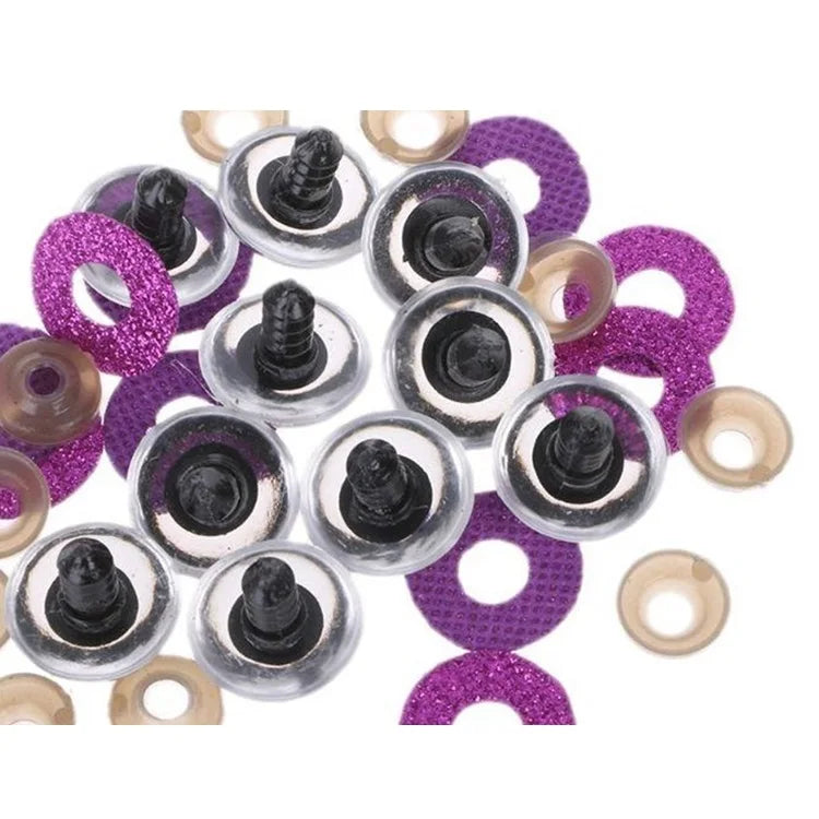 Custom Color 10mm 12mm14mm16mm18mm 20mm 24mm 26mm 30mm 3D Glitter Crystal Eyes Safety Animal Craft Plastic Eyes for Dolls