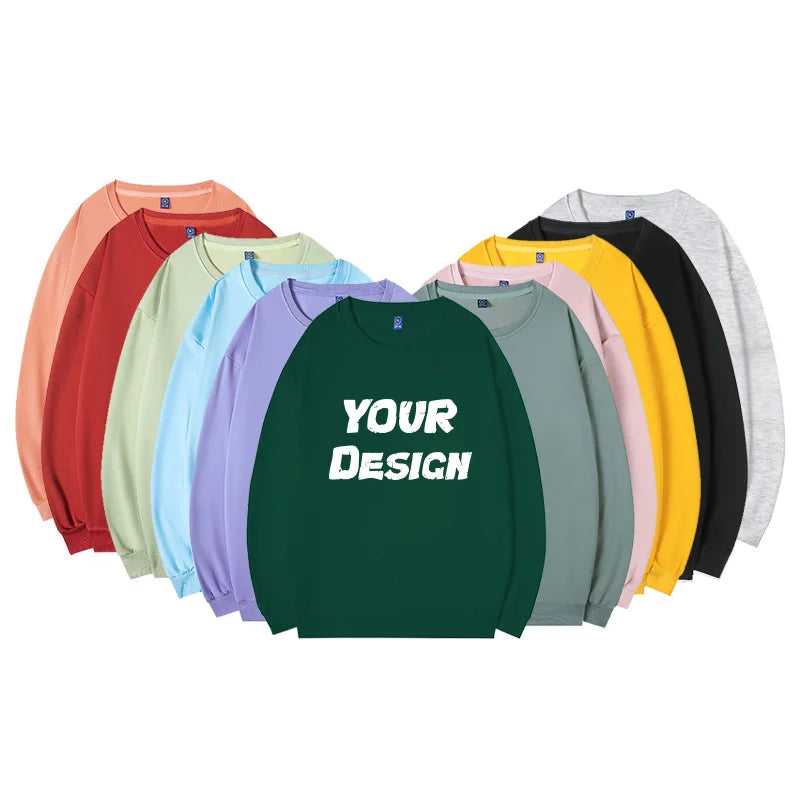 Custom Logo 450gsm Heavy Weight Unisex Plus Sized Long Sleeve Drop Shoulder Pullover  Blank  Sweatshirt