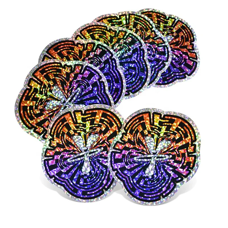 Custom Waterproof Weatherproof Holographic Glitter Die Cut Stickers