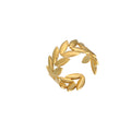 Wholesale Adjustable Titanium Steel Women Rings Stainless Steel Gold Plated Leaf Shape Ring Jewelry