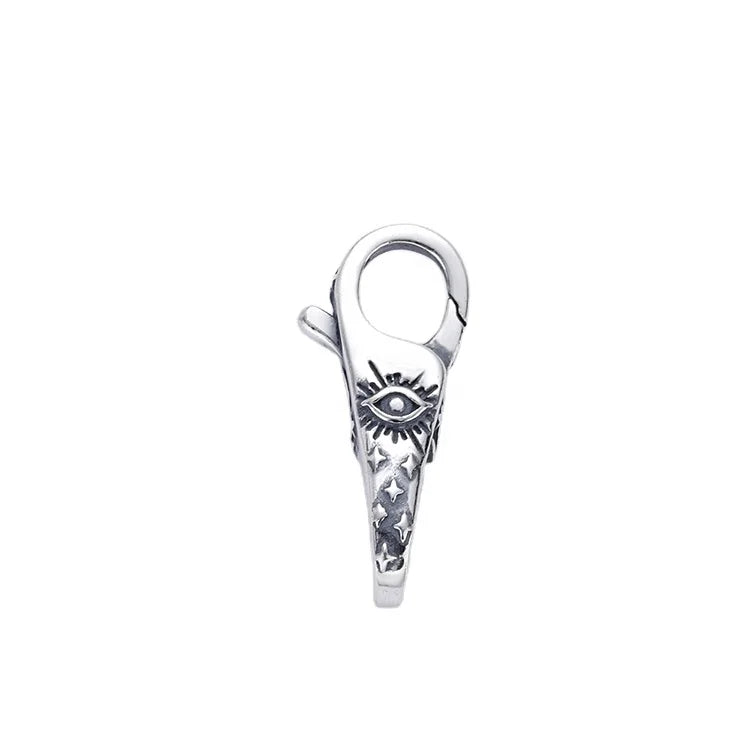 Oxidized 925 Sterling Silver Eye Shape Charm Large Double Lobster Clasps for Necklace Bracelet Making
