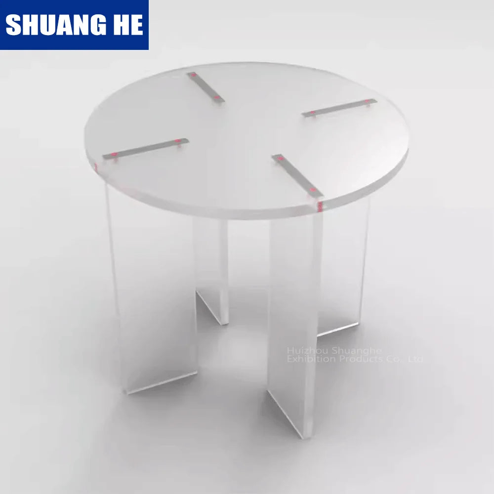 Modern White Acrylic Coffee Table with Frosted Edge Round Sofa Side Table for Living Room for Home or Hotel Furniture
