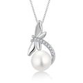 High Quality New Design 925 Sterling Silver Freshwater Pearl Cz Pave Cute Dragonfly Charm Choker Necklace Women Girl