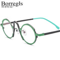 Borregls Colorful Titanium Glasses Frame Women New Designer Small Round Eyeglasses Spectacle High Quality Optical Eyewear 185772