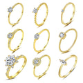 Daidan 14K Gold Plated Cubic Zirconia Jewelry 925 Sterling Silver Women Engagement Wedding Rings