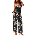 Wholesale Fashion Pattern Printed Dressy Casual Strapless Jumpsuits One Piece Tube Wide Leg Rompers with Pockets