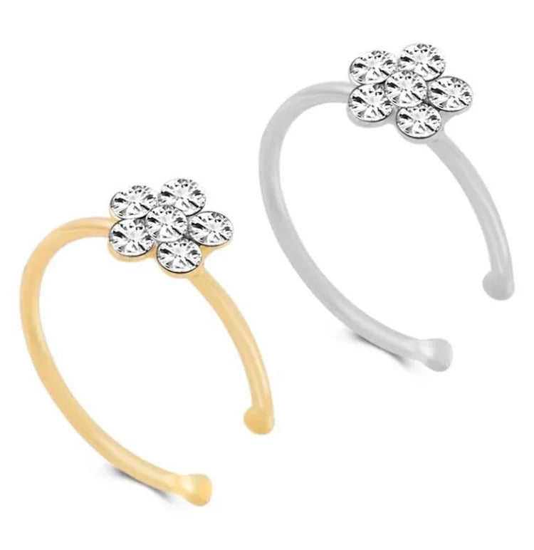 2025 Fashion Personality Piercing Jewelry False Nose Titanium Material Haoshi Micro-Inlaid Plum Blossom Nose Rings Gift