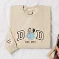 Custom Dad Hoodie Embroidered Sweatshirt Flannel ODM Fabric Front Logo Portrait From Photo