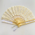 Hand Fan Supply Wholesale White Lace Fan Bamboo Size 27cm H Bamboo Folding Hand Fan for Wedding