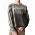Popular Casual Gradient Color Knitted Cotton Long Sleeve T-Shirt With Broken Hole Design Summer Cropped Applique Printing Tshirt