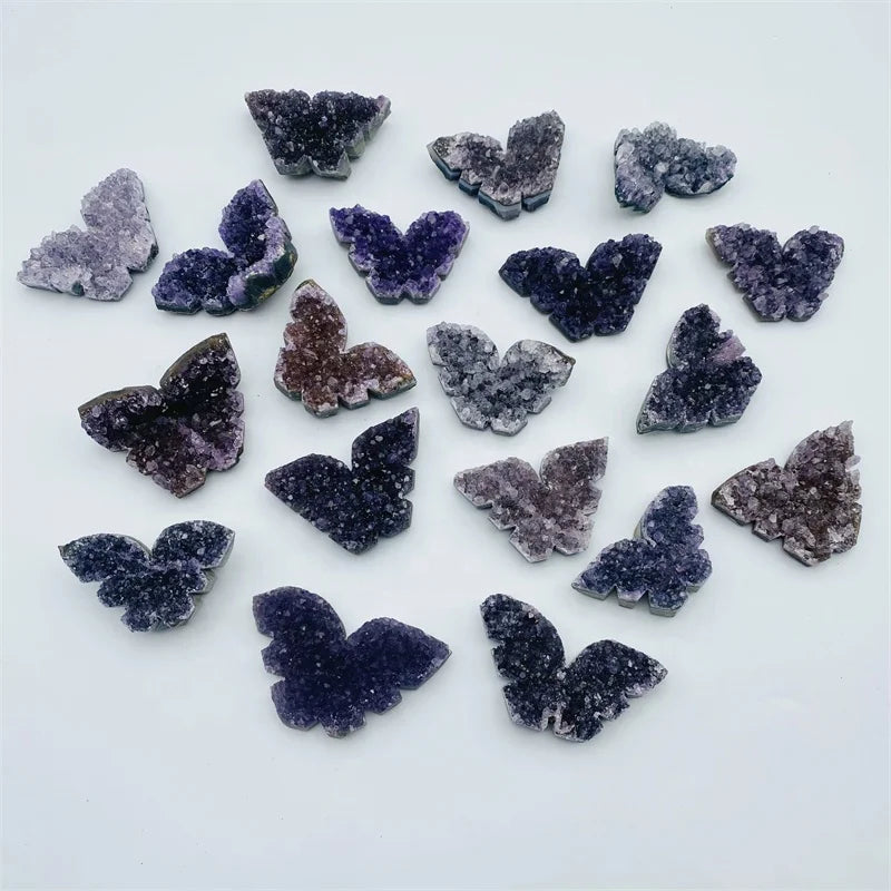 Wholesale Natural Purple Crystal Carving Animals Amethyst Cluster Butterfly for Gift