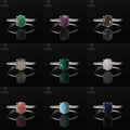 Wholesale Natural Stone Gold Rutilated Quartz Amethyst Ring for Women Gemstone Adjustable Cooper-plating Silver Ring Jewelry