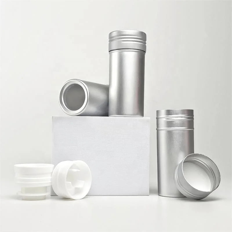Custom New Model 50ml Aluminum Deodorant Container Push Type Cosmetic Screen Printing Cylinder Bottle for Lotion