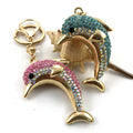 Factory Price Dolphin Keychain Diamond Metal Key Ring School Supplies Car Bag Phone Accessories Key Chain 3D Keyring