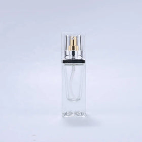 Cosmetic Packaging 30ml clear square Foundation Glass Lotion Bottle with Pump Cap
