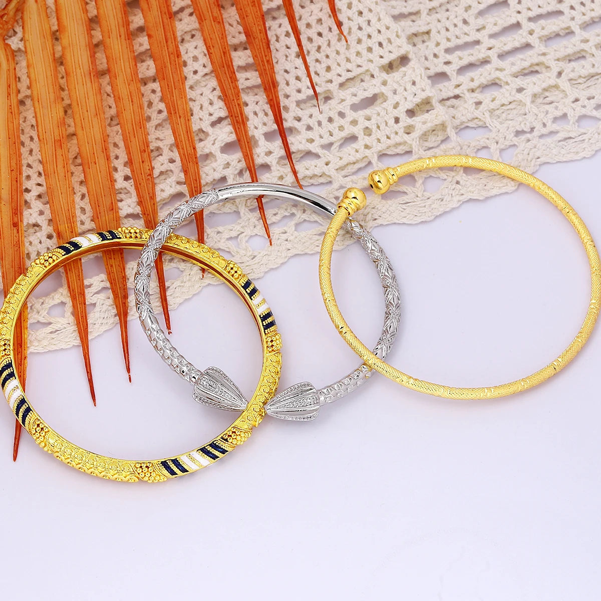 Jxx Vintage 24K Gold Plated Bangles Adjustable Wholesale Brass Arabic Jewelry