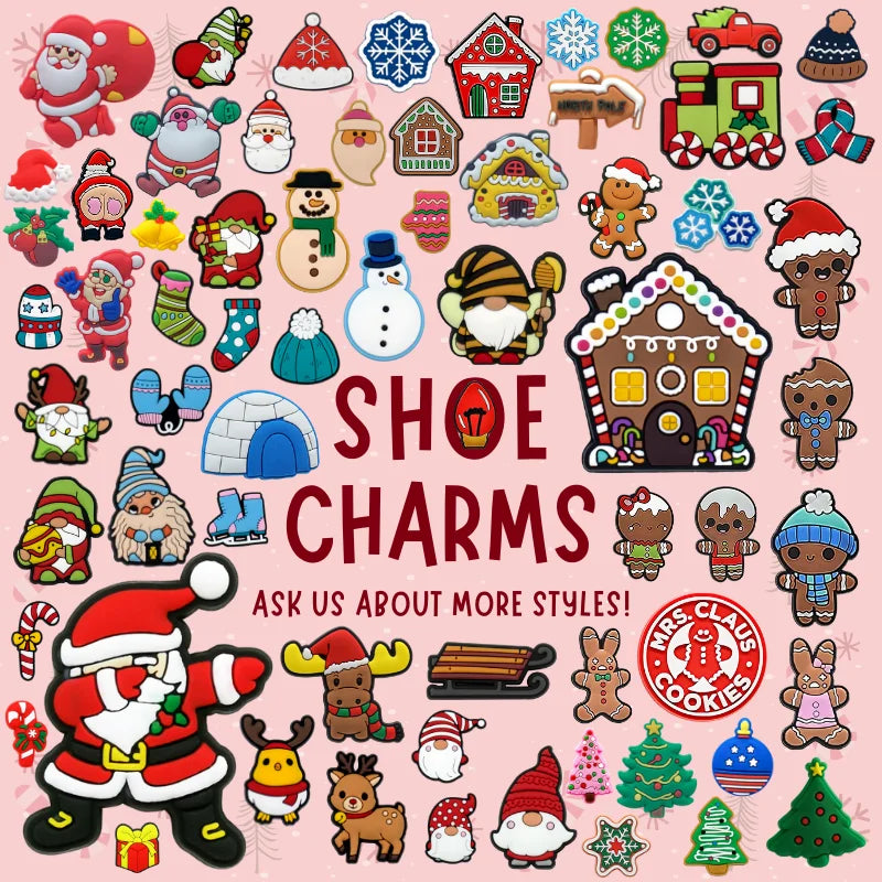 New Arrival Designer Custom Xmas Decor Clog PVC Rubber Ornaments Charms Accessories Elf Reindeer Santa Tree Buckles Clip Bulk