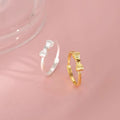Minimalist Sweet Bowknot Rings Frosting Nail Ring Adjustable S925 Silver Ring for Women